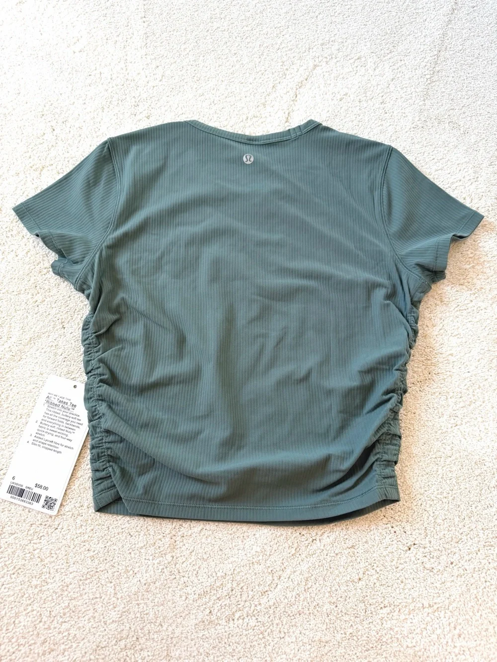 NWT Lululemon All It Takes Ribbed Nulu T-Shirt Grey Eucalyptus GREU Size 6